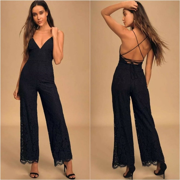Lulus Pants - Lulus Black Lace All About Tonight Jumpsuit